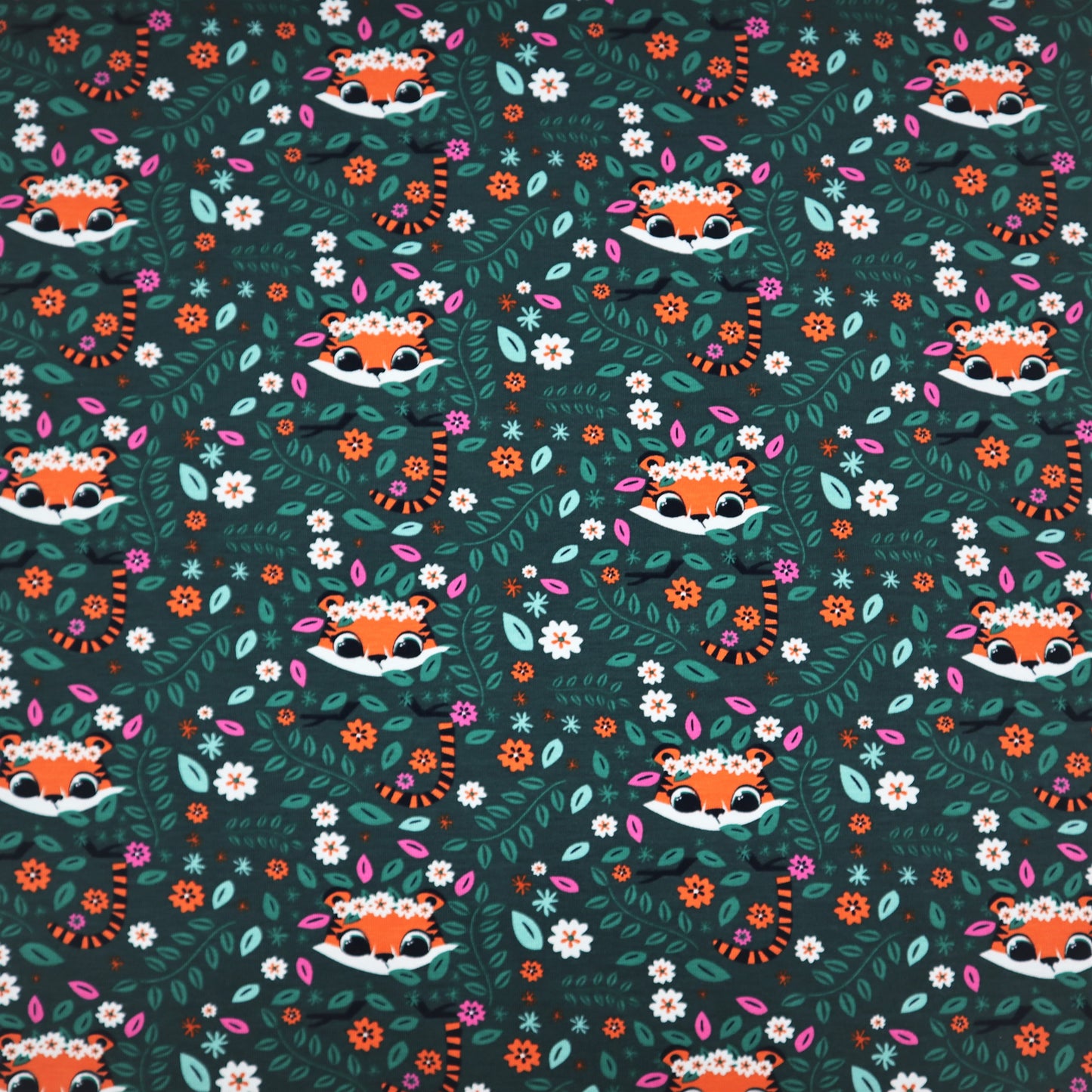 SALE Cotton Jersey in Peeping Tiger Print