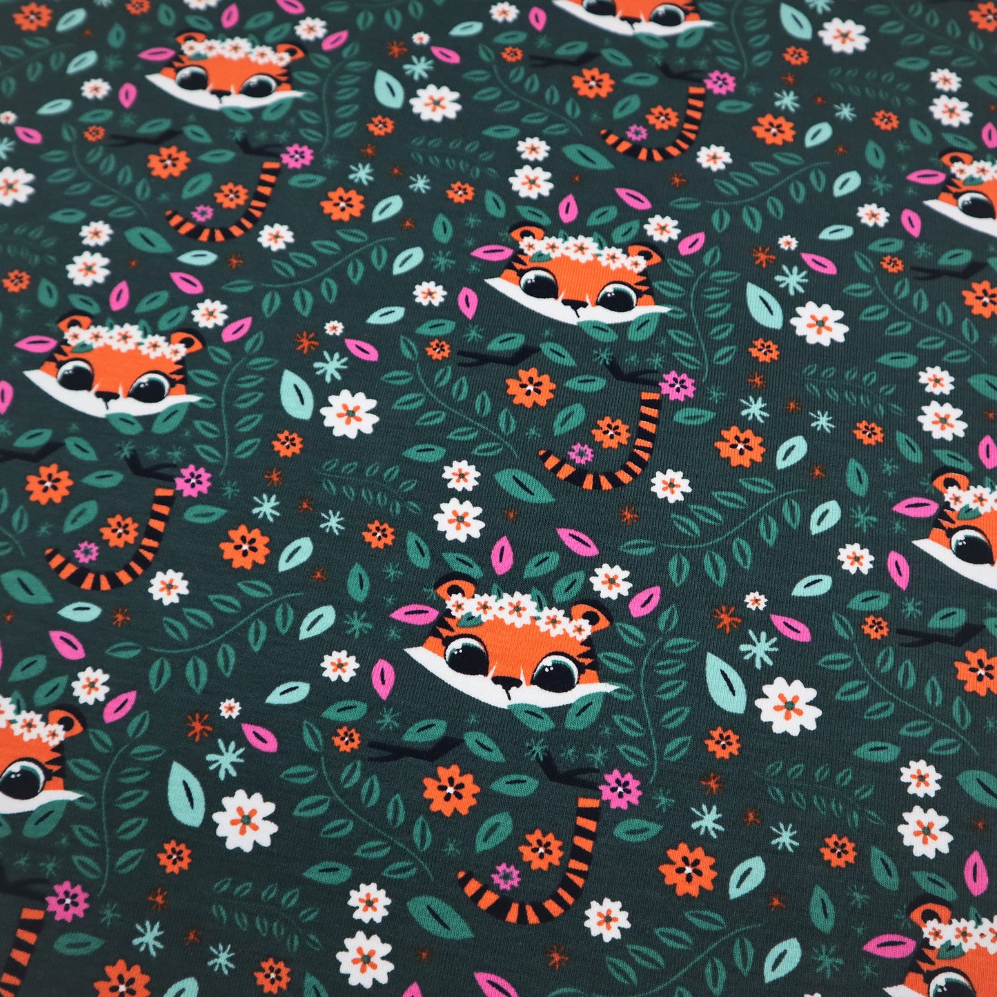 SALE Cotton Jersey in Peeping Tiger Print