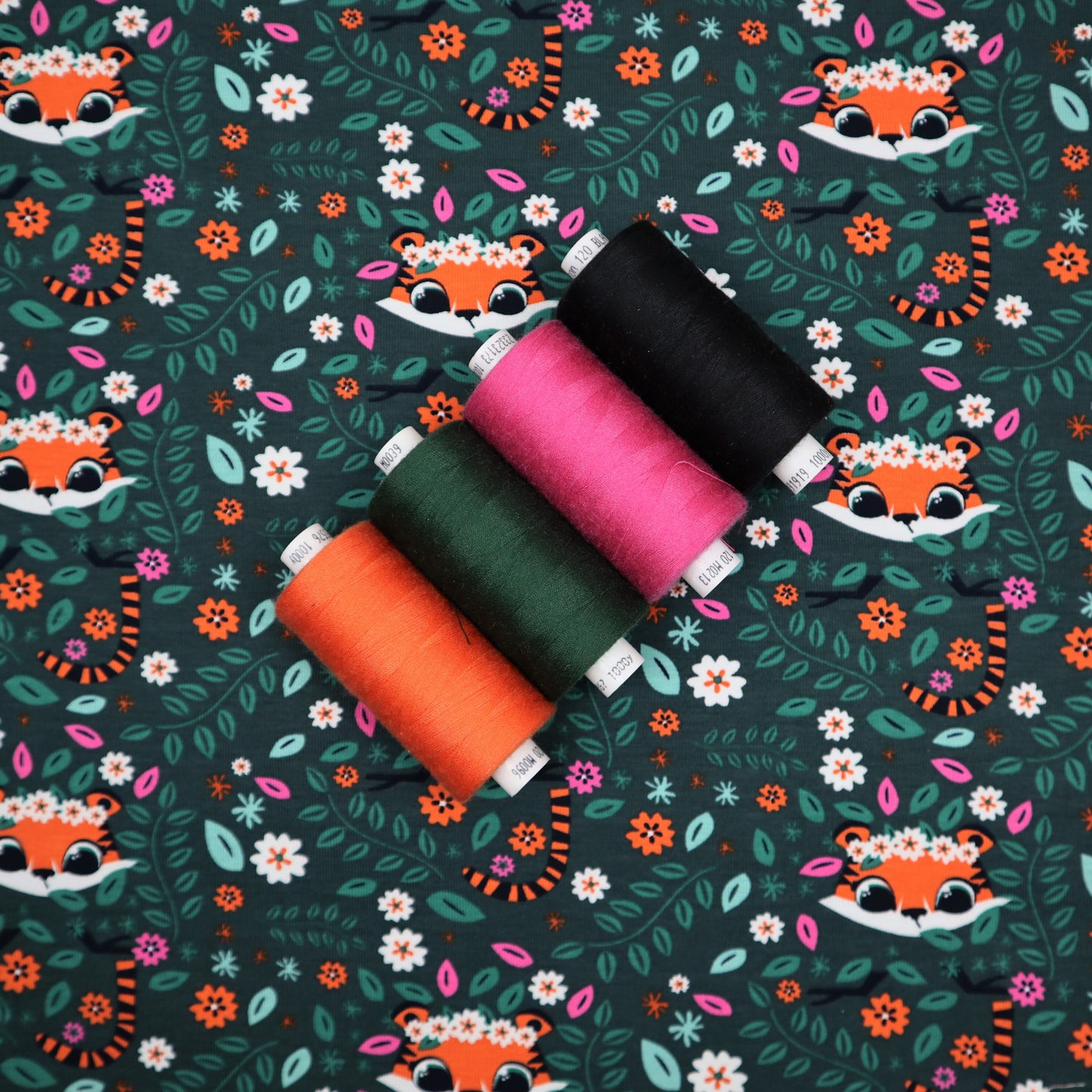 SALE Cotton Jersey in Peeping Tiger Print