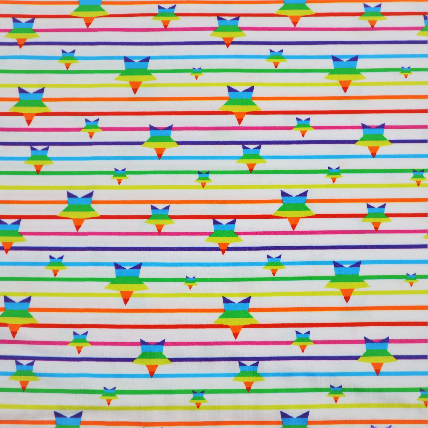 SALE Cotton Jersey in Rainbow Star and Stripes