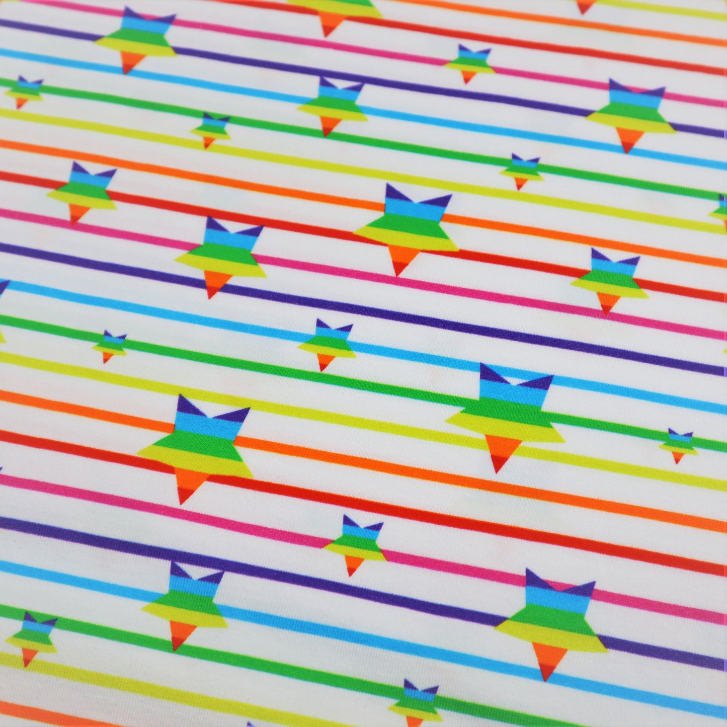 SALE Cotton Jersey in Rainbow Star and Stripes