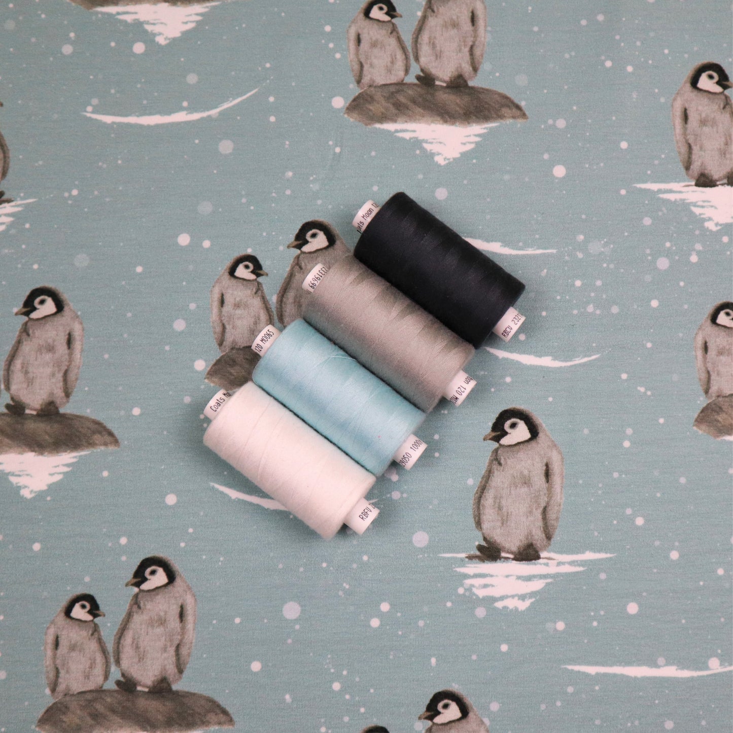 SALE Organic Cotton Jersey in Penguin Print