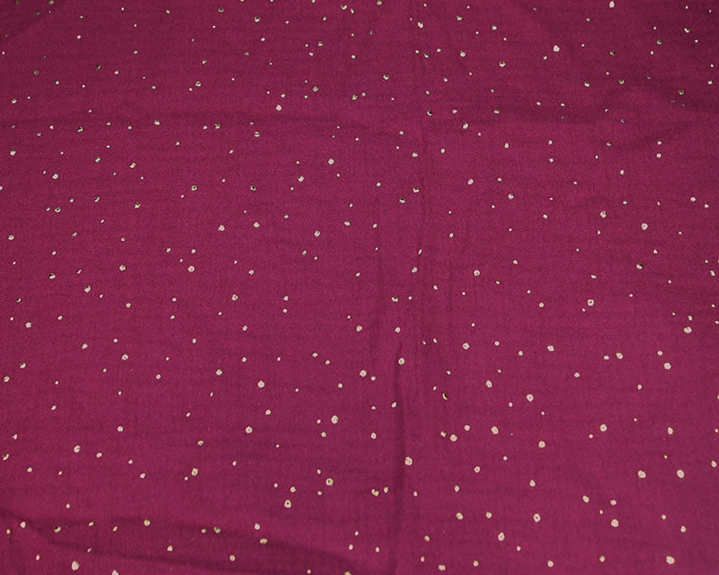100% Cotton Double Gauze Gold Speck - Wine