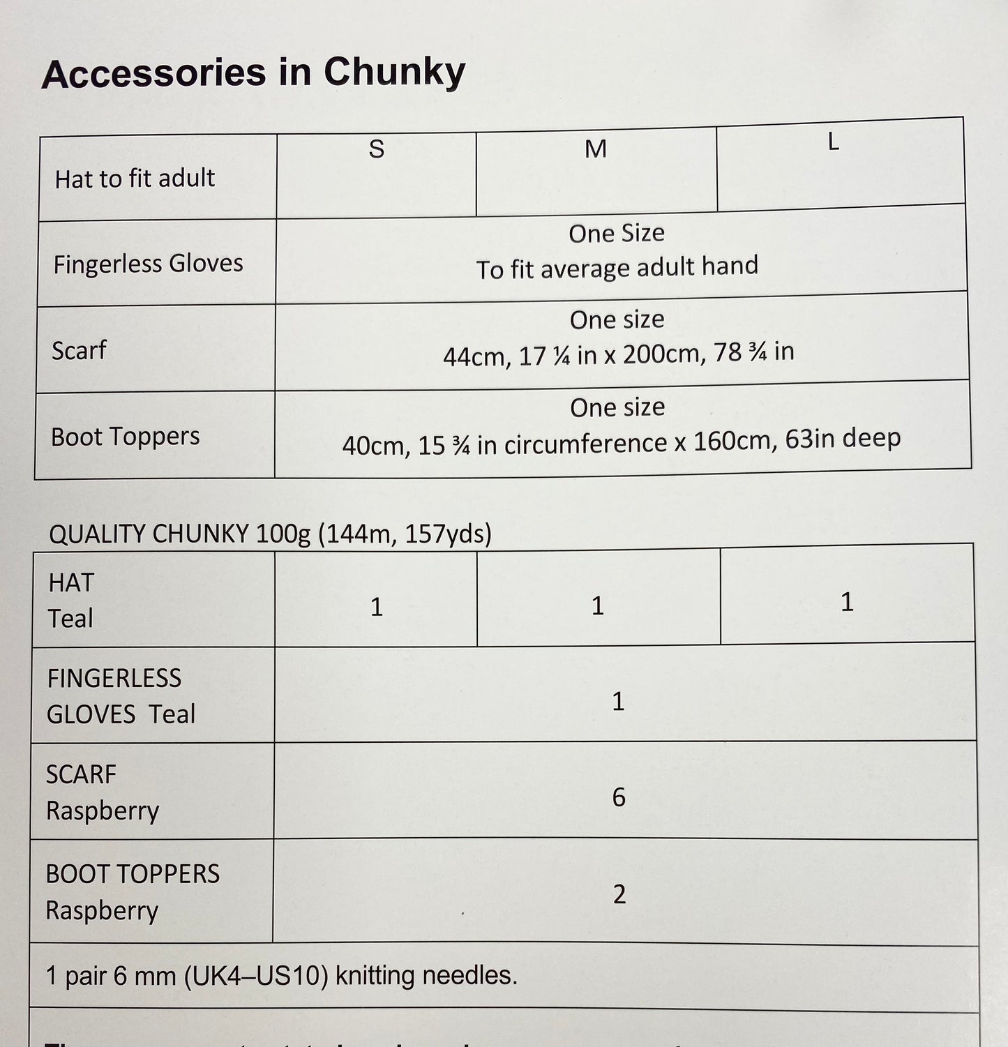UKHKA 206 Knitting Pattern Ladies Accessories - Chunky