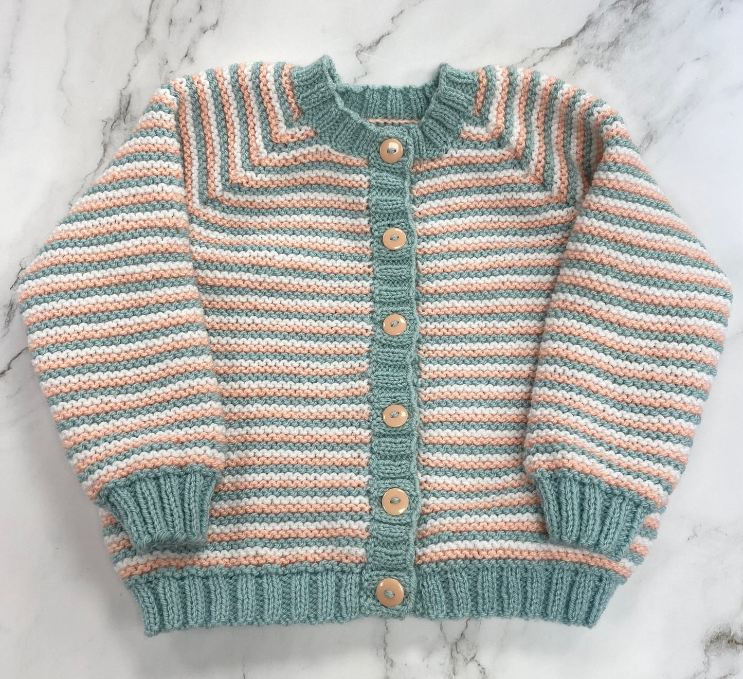 Hand Knitted Striped Cardigan 4-5 Years
