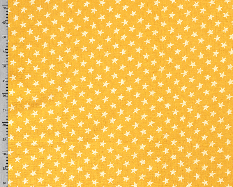 100% Cotton Double Gauze - Star - Mustard