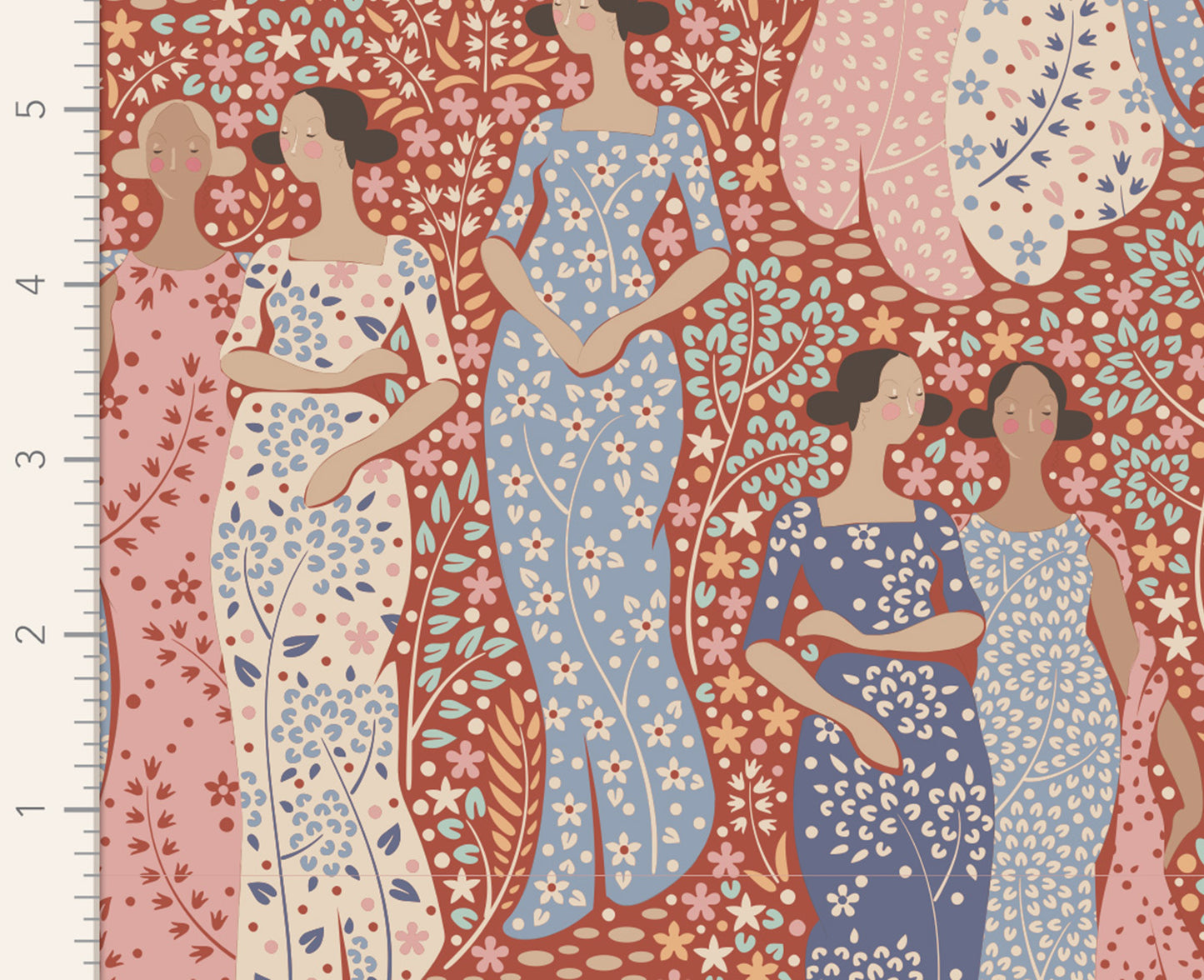 100% Cotton by TILDA Hometown - Friendly Gathering - Rust