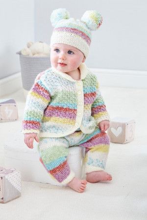 King Cole 5763 Onesie, Cardigan, Trousers and Hats