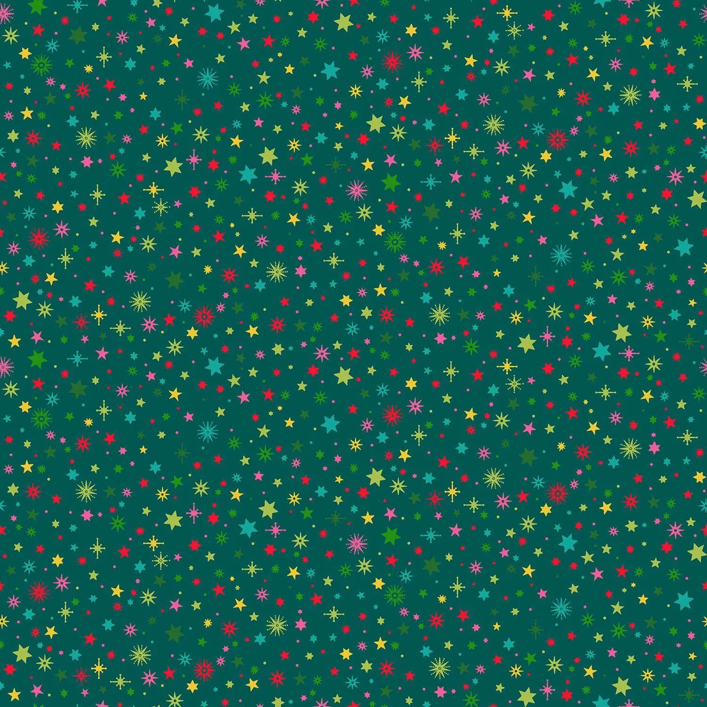 100% Cotton  Bright Starlight - Teal By Makower