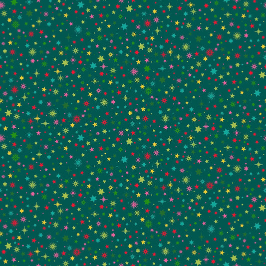 100% Cotton  Bright Starlight - Teal By Makower
