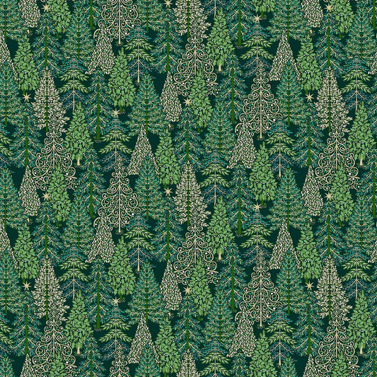100% Cotton  Enchanted Forest - Green By Makower