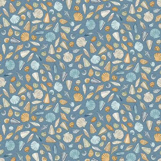 100% Cotton Cotton High Tide Beachcomber - Mid Blue By Makower