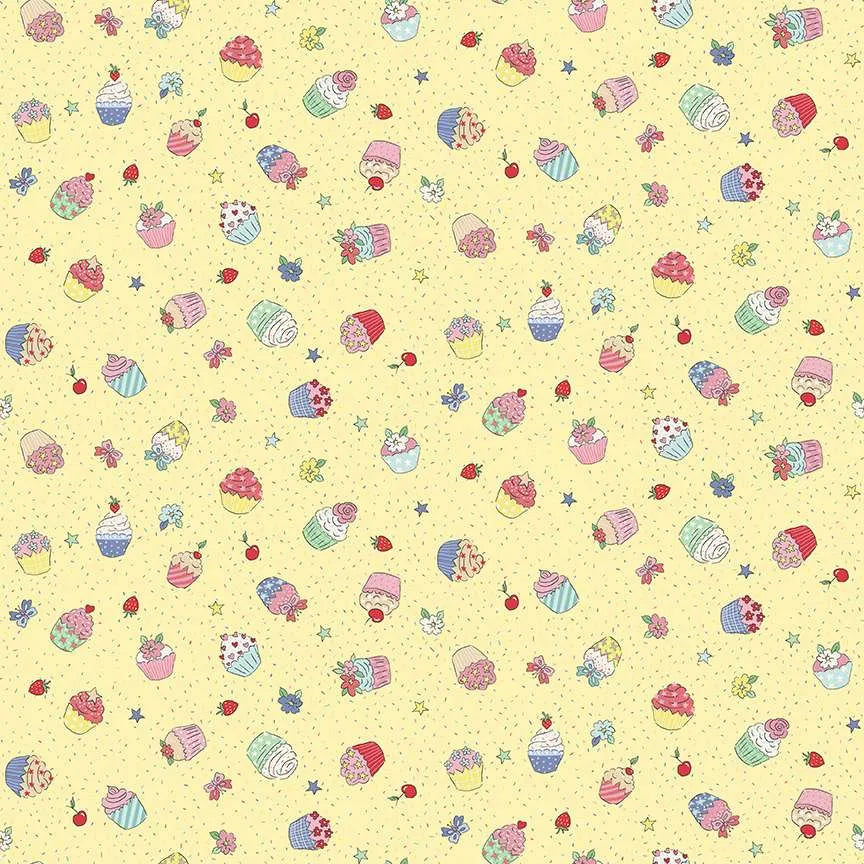 100% Cotton Cotton Afternoon Tea Cupcake - Yellow - By Makower