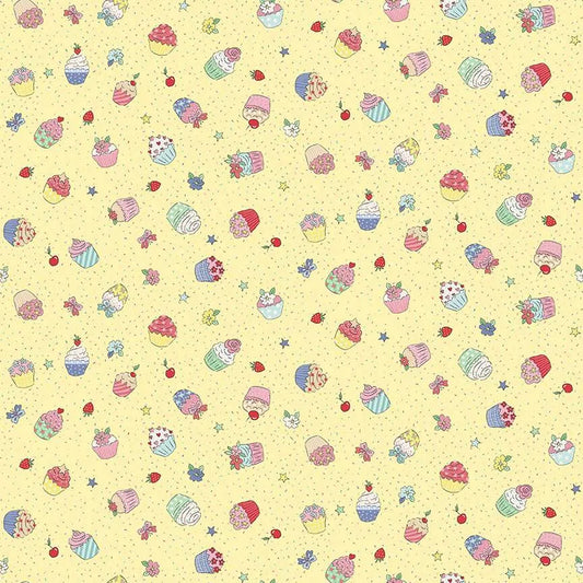100% Cotton Cotton Afternoon Tea Cupcake - Yellow - By Makower