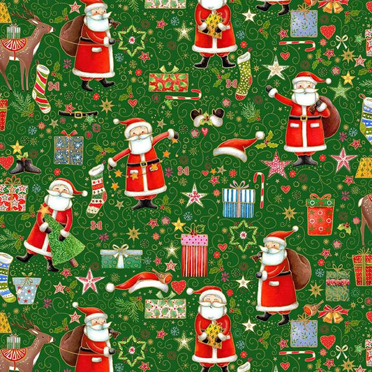 100% Cotton  Jolly Saint Nick - Merry Magic by Makower