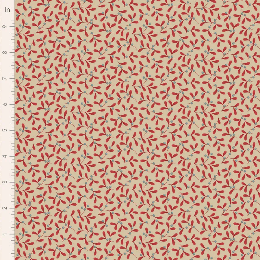 100% Cotton  by TILDA Misteltoe - Red