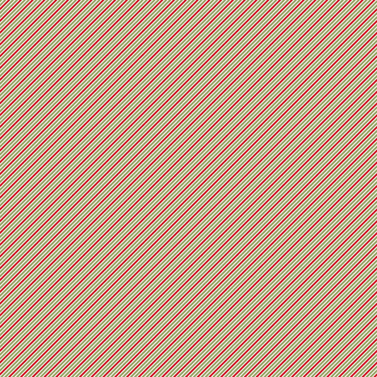 100% Cotton  Diagonal Stripe - Red/Green - Sugarberry by Makower