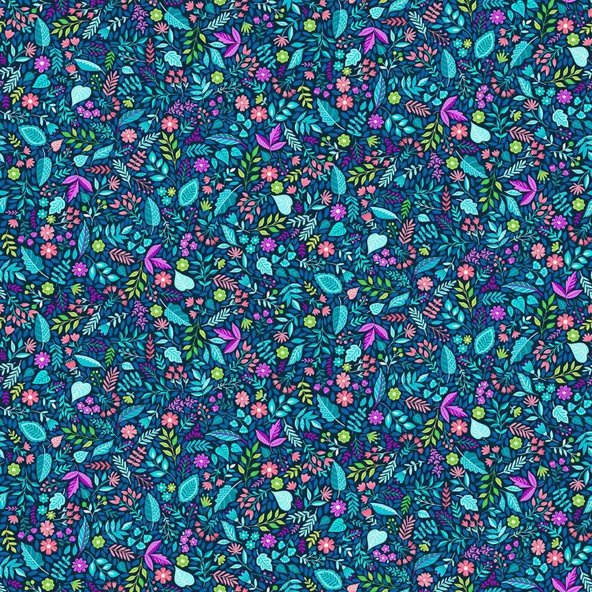 100% Cotton Tropica Foliage - Blue