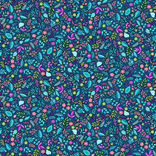 100% Cotton Tropica Foliage - Blue