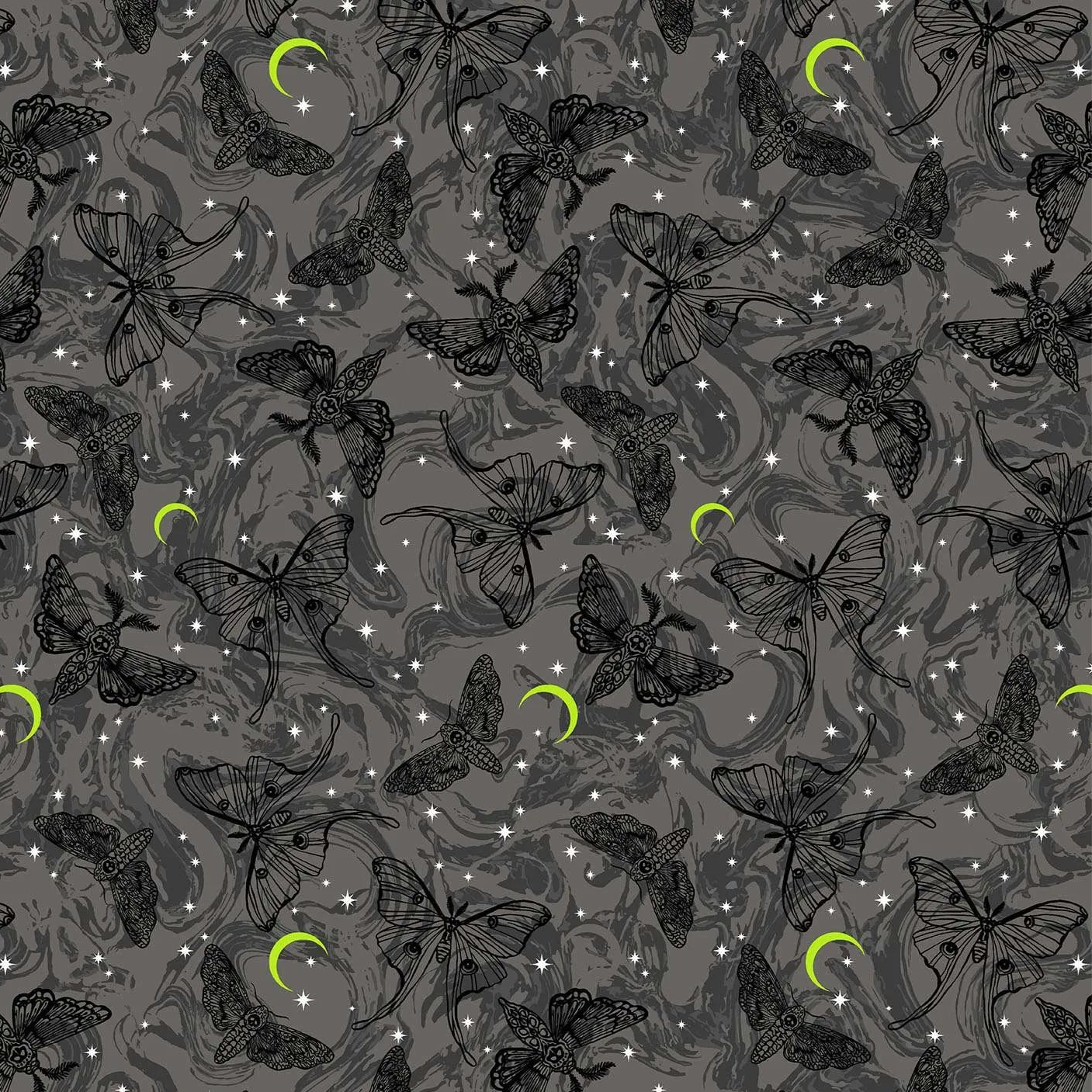 100% Cotton  Phantasm by Libs Elliott  Mystic Moths – Raven