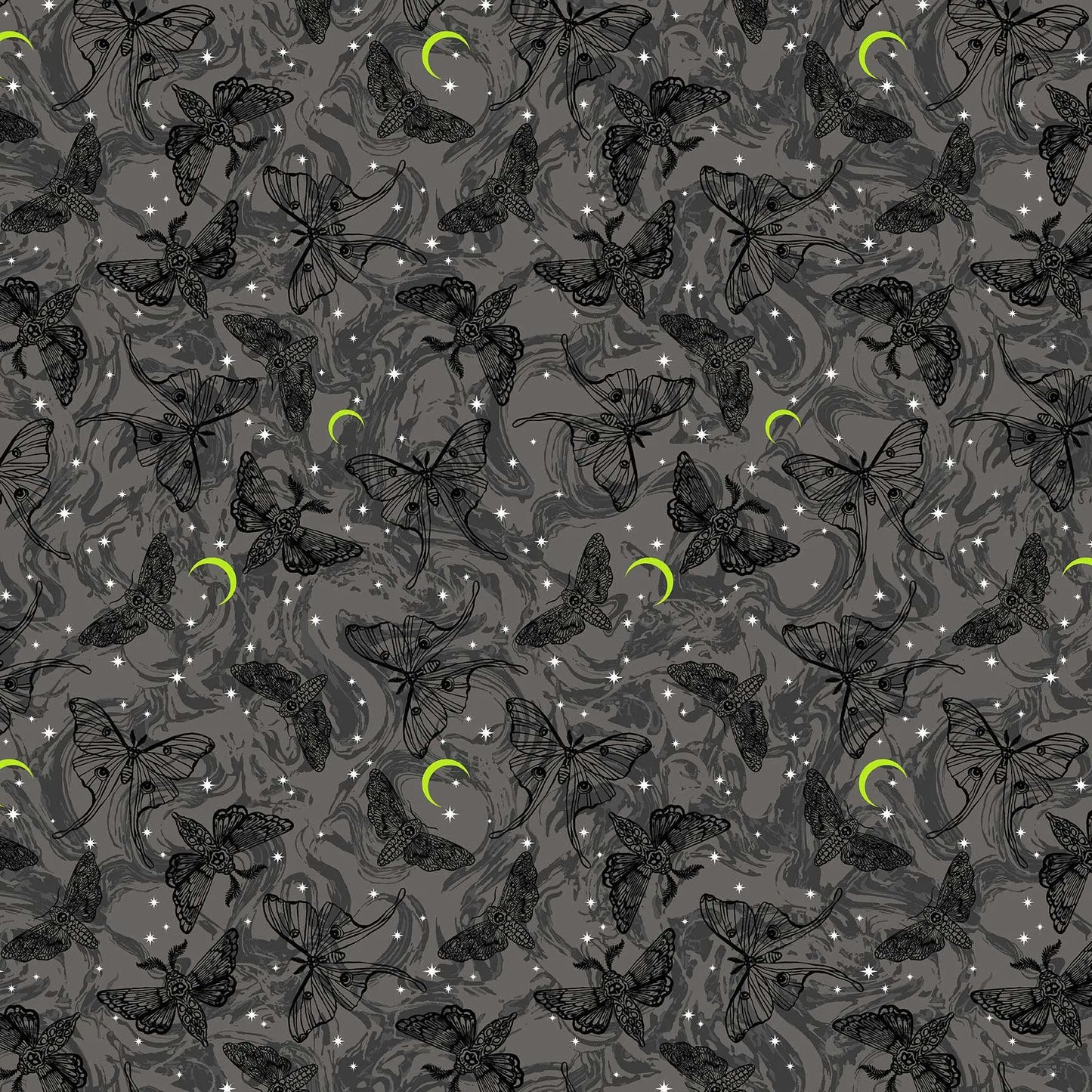 100% Cotton  Phantasm by Libs Elliott  Mystic Moths – Raven