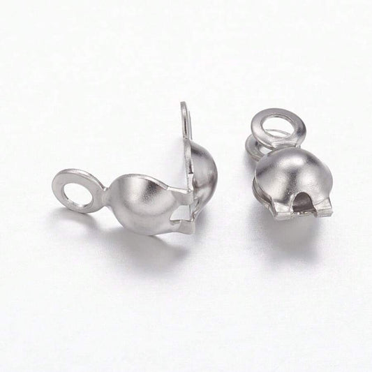 Bead Tips, Calotte Ends, Clamshell Knot Cover - Colour Silver