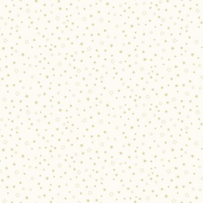 100% Cotton Metallic Gold Stars - Cream By Makower