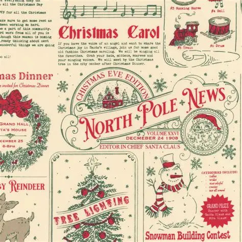 100% Cotton Holiday Cheer - Natural Print