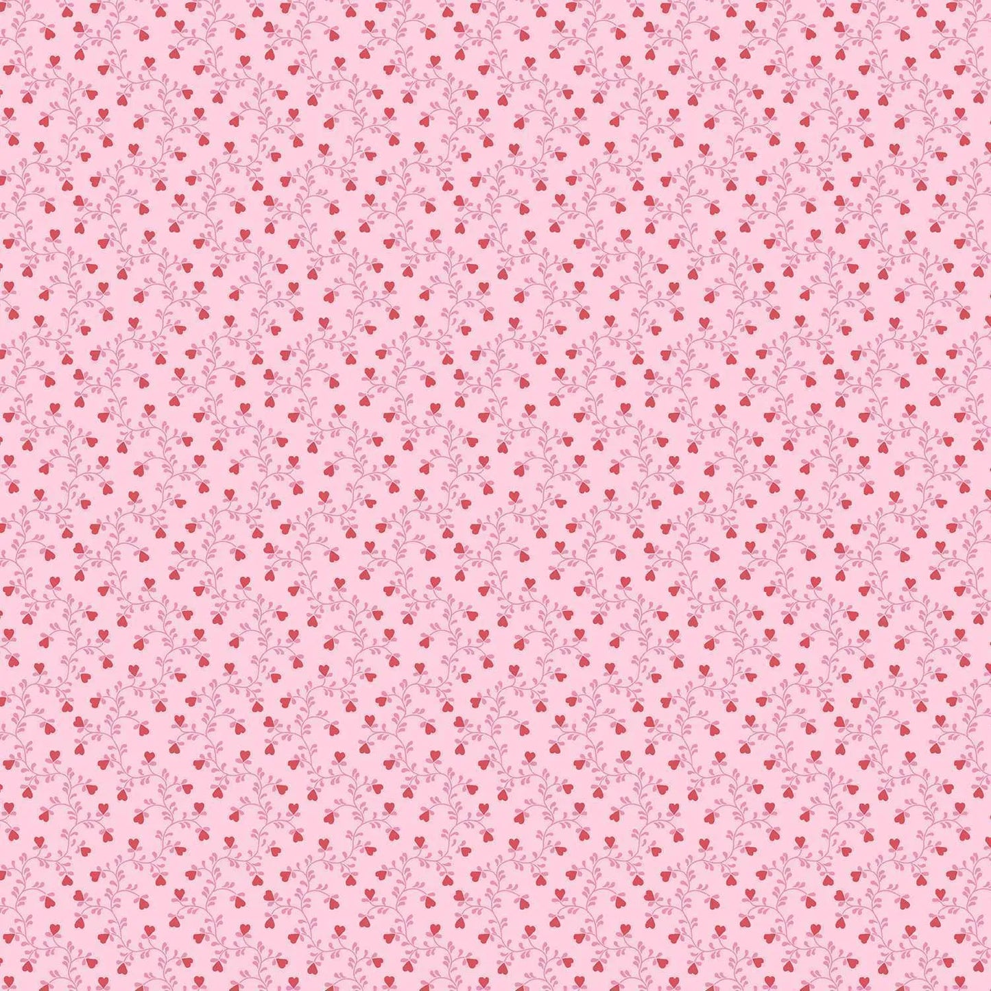 100% Cotton Heart Vine Pink By Makower