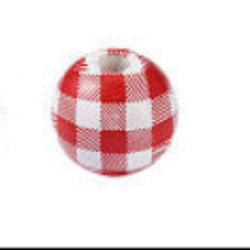 Wooden Beads Tartan Red/White