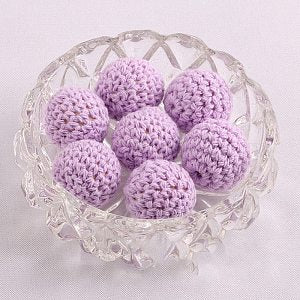 Wooden covered Beads - Lilac