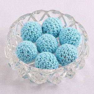 Wooden covered Beads - Cyan