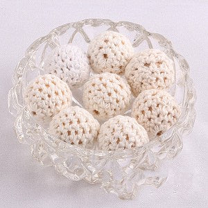 Wooden covered Beads - Old Lace