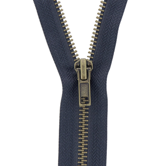 Brass Jeans/ Trouser Zip (Closed End) 18cm- Various Colours