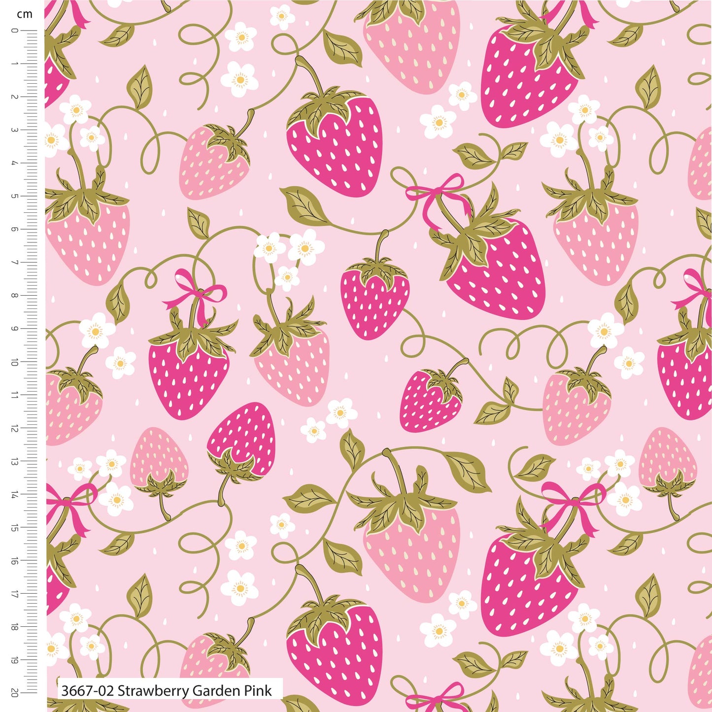 100% Cotton Strawberry Garden Pink - Sweet Blooms From The Crafty Pie