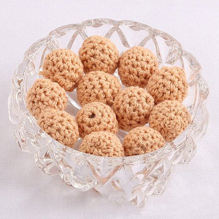 Wooden covered Beads - Sandy Brown