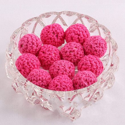 Wooden covered Beads - Deep Pink