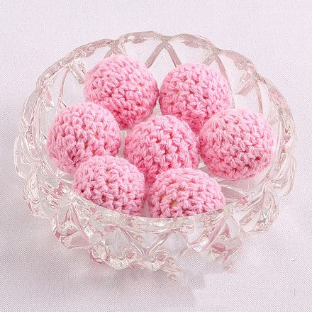 Wooden covered Beads - Pink