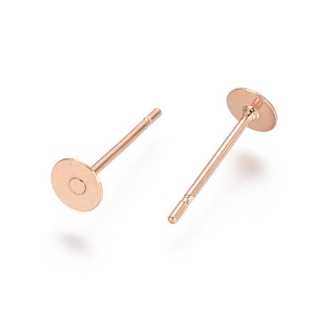 Flat Stud Earring Post with Ear Nut -Colour Rose Gold