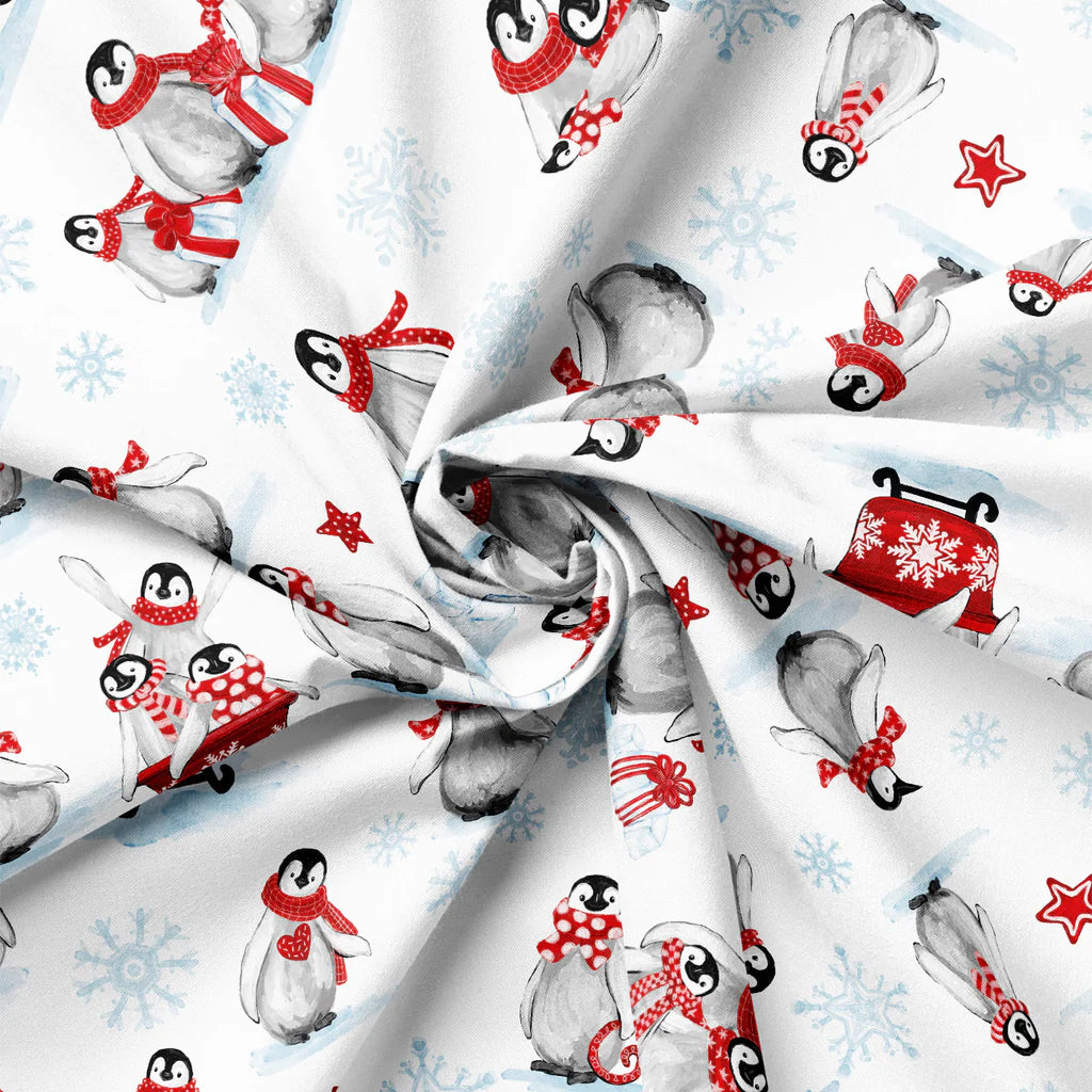 100% Cotton Penguin Snow Day