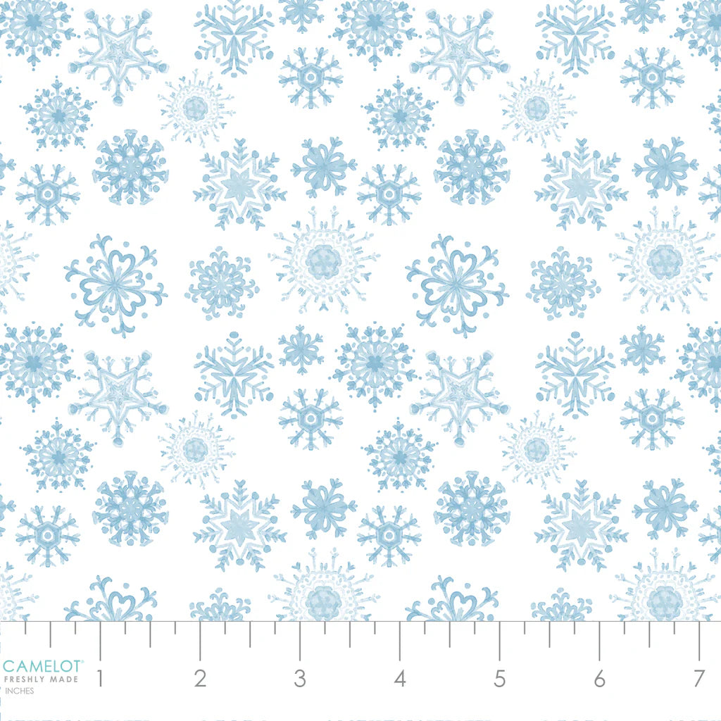 100% Cotton Frolicking Snowflakes