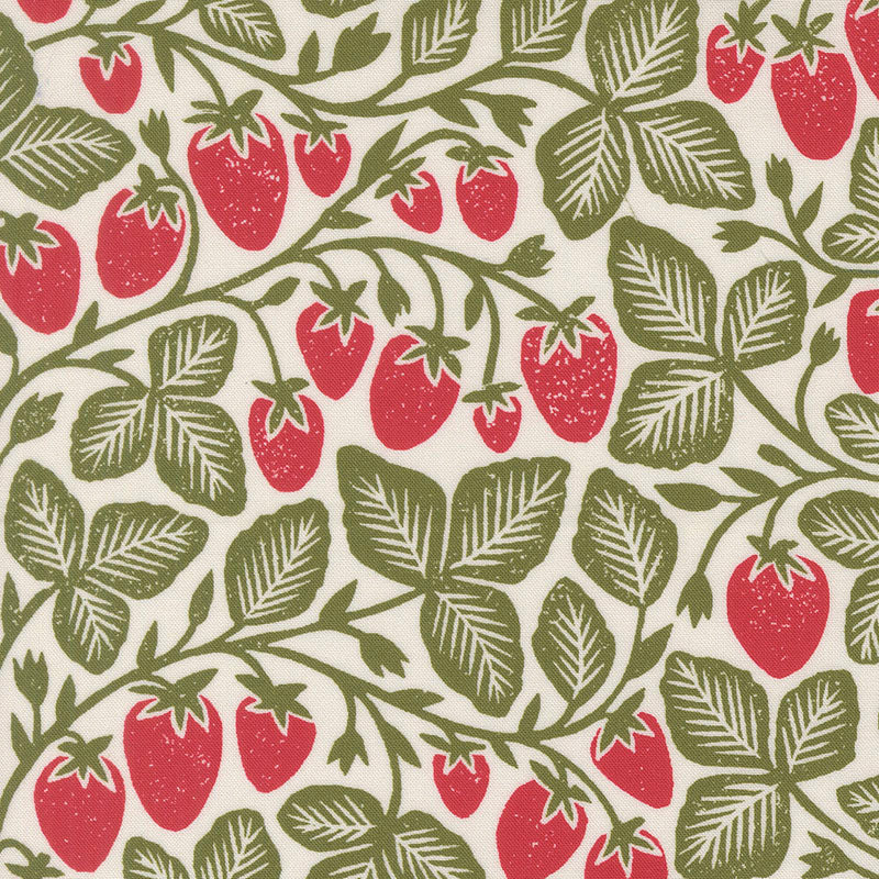 100% Cotton Garden Series - Strawberries