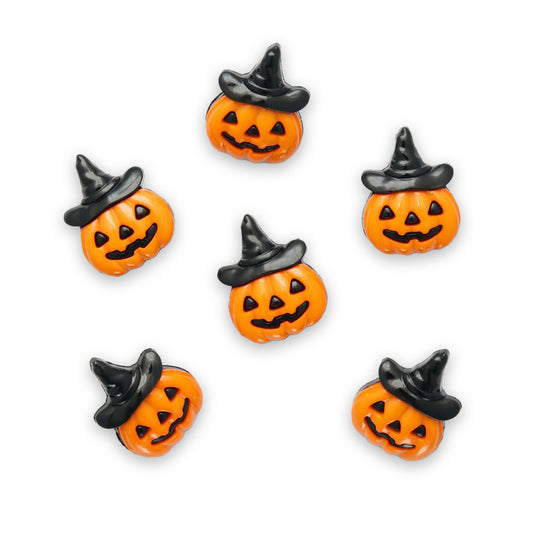 Pumpkin With Witch Hat Buttons