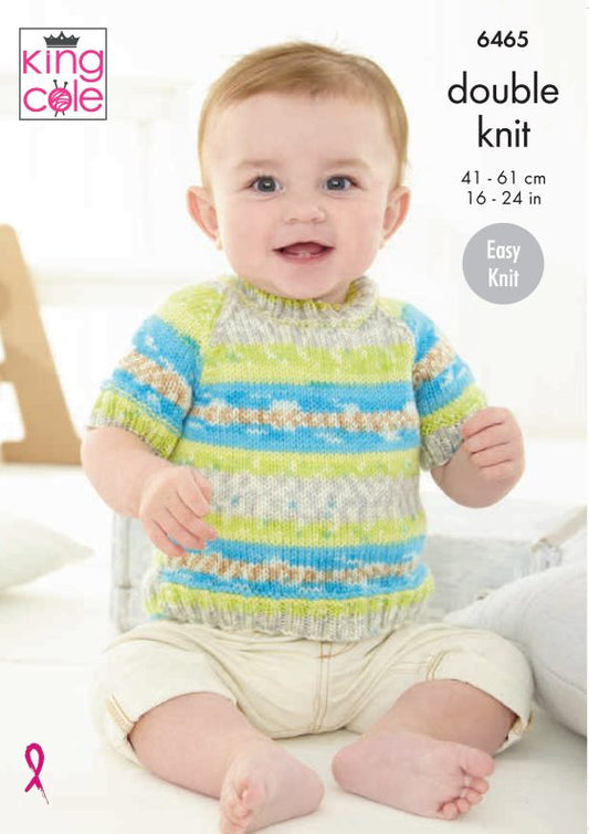 King Cole Knitting Pattern DK - Cardigan and Sweater 6465