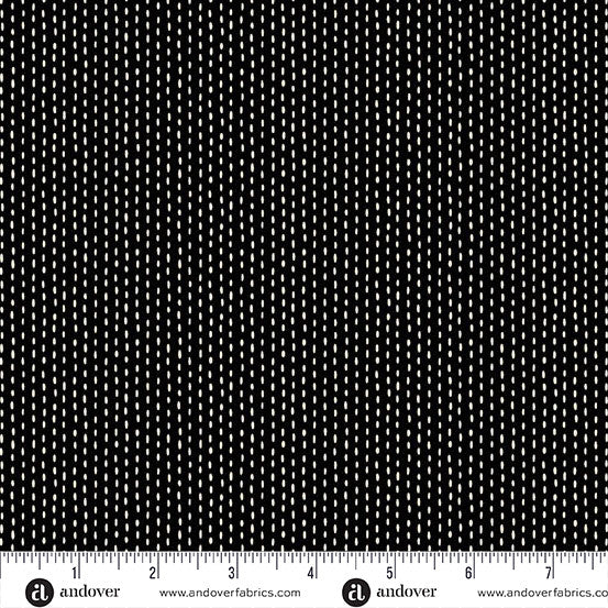 100% Cotton Nightfall Stitch Line - Black - Andover