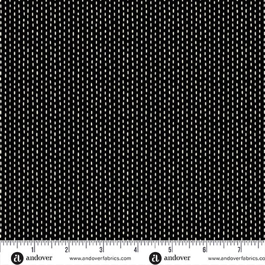 100% Cotton Nightfall Stitch Line - Black - Andover