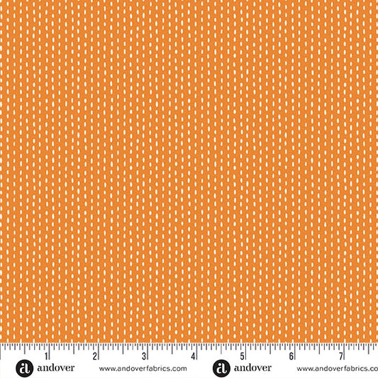 100% Cotton Nightfall Stitch Line - Orange - Andover