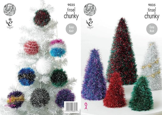 King Cole 9035 Christmas Trees and Baubles Knitting Pattern