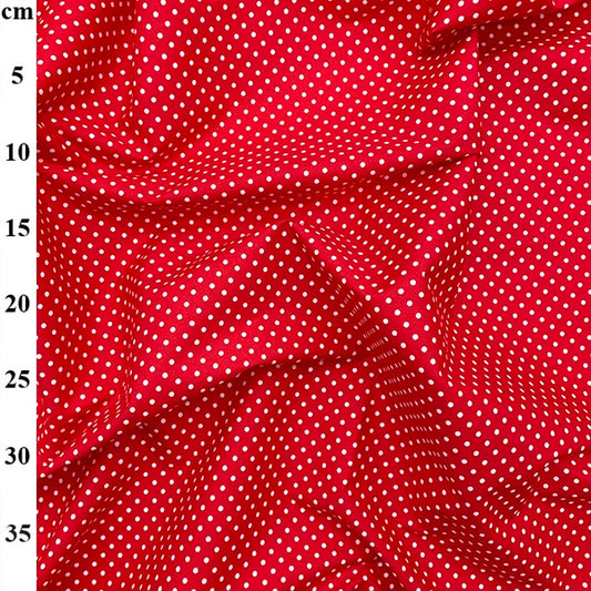 100% Cotton White Spot On Red
