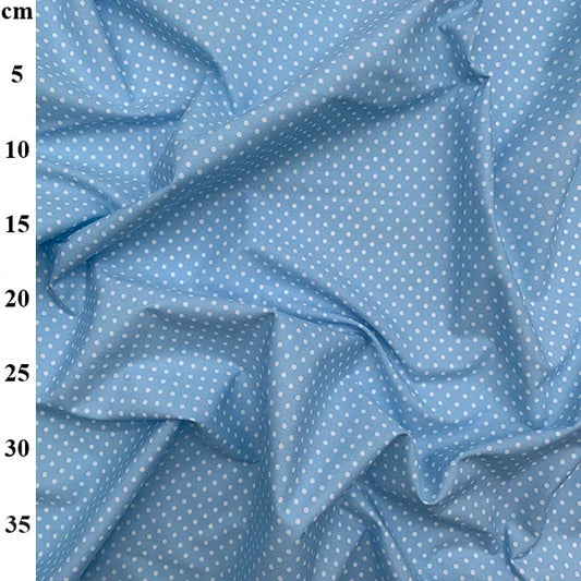 100% Cotton White Spot On Powder Blue